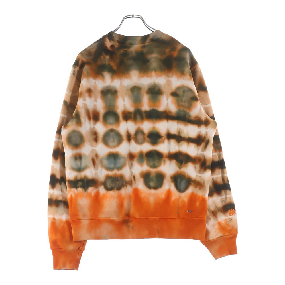 AMIRI(アミリ) Rainbow Tie Dye Crewneck Sweatshirt タイダイ ロゴ刺繍 クルーネック スウェット トレーナー オレンジ/ホワイト
