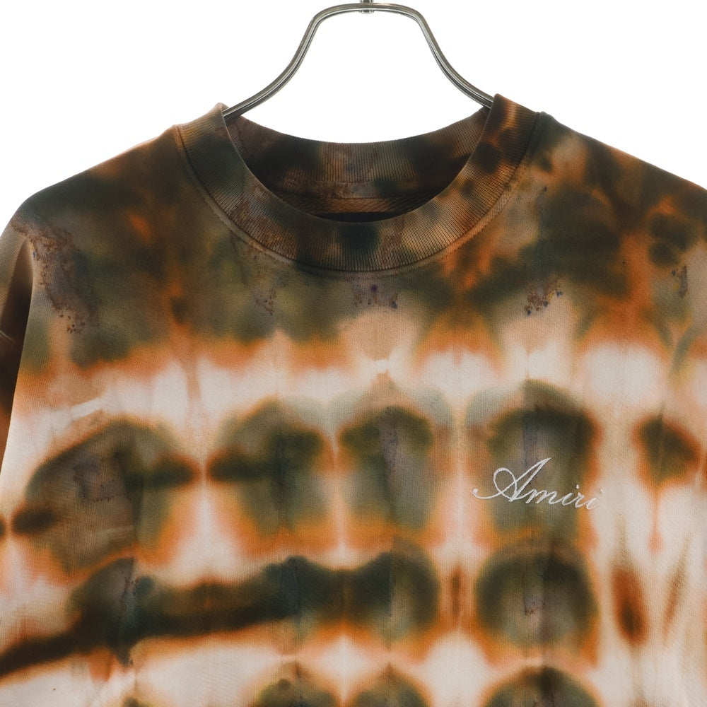 AMIRI(アミリ) Rainbow Tie Dye Crewneck Sweatshirt タイダイ ロゴ刺繍 クルーネック スウェット トレーナー オレンジ/ホワイト