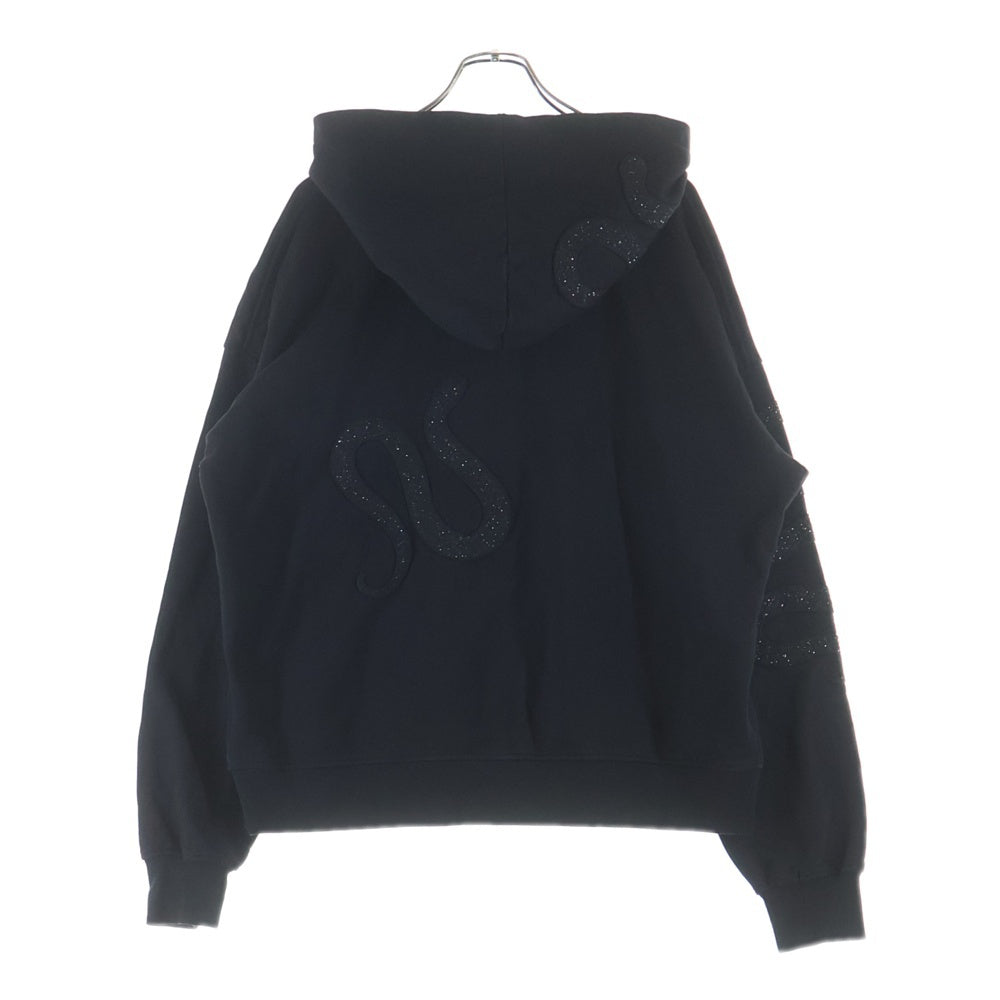AMIRI(アミリ) Glitter Snake Hoodie グリッター ロゴ刺繍 スネーク スウェット プルオーバーパーカー ブラック