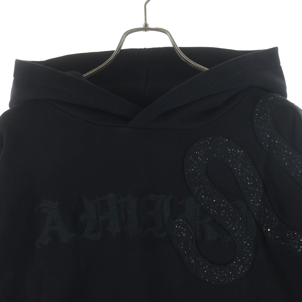 AMIRI(アミリ) Glitter Snake Hoodie グリッター ロゴ刺繍 スネーク スウェット プルオーバーパーカー ブラック