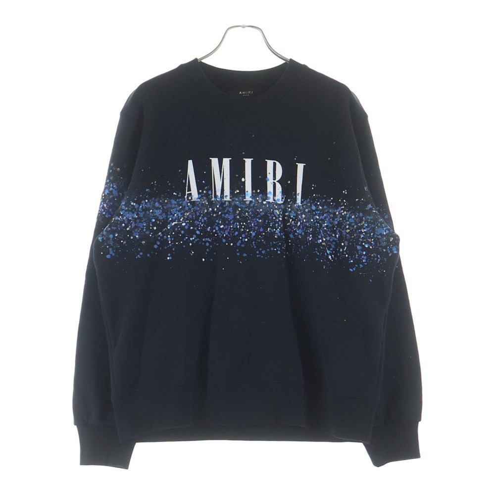 AMIRI(アミリ) Crystal Splash Logo Sweatshirt クリスタルスプラッシュ ロゴプリント ラインストーン スウェットトレーナー ブラック