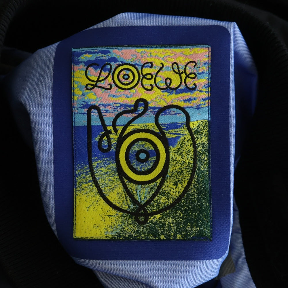 LOEWE(ロエベ) 刺繍 ナイロン ハーフジップ マウンテンパーカー プルオーバー ジャケット ブルー/オレンジ/ベージュ H2108151NU