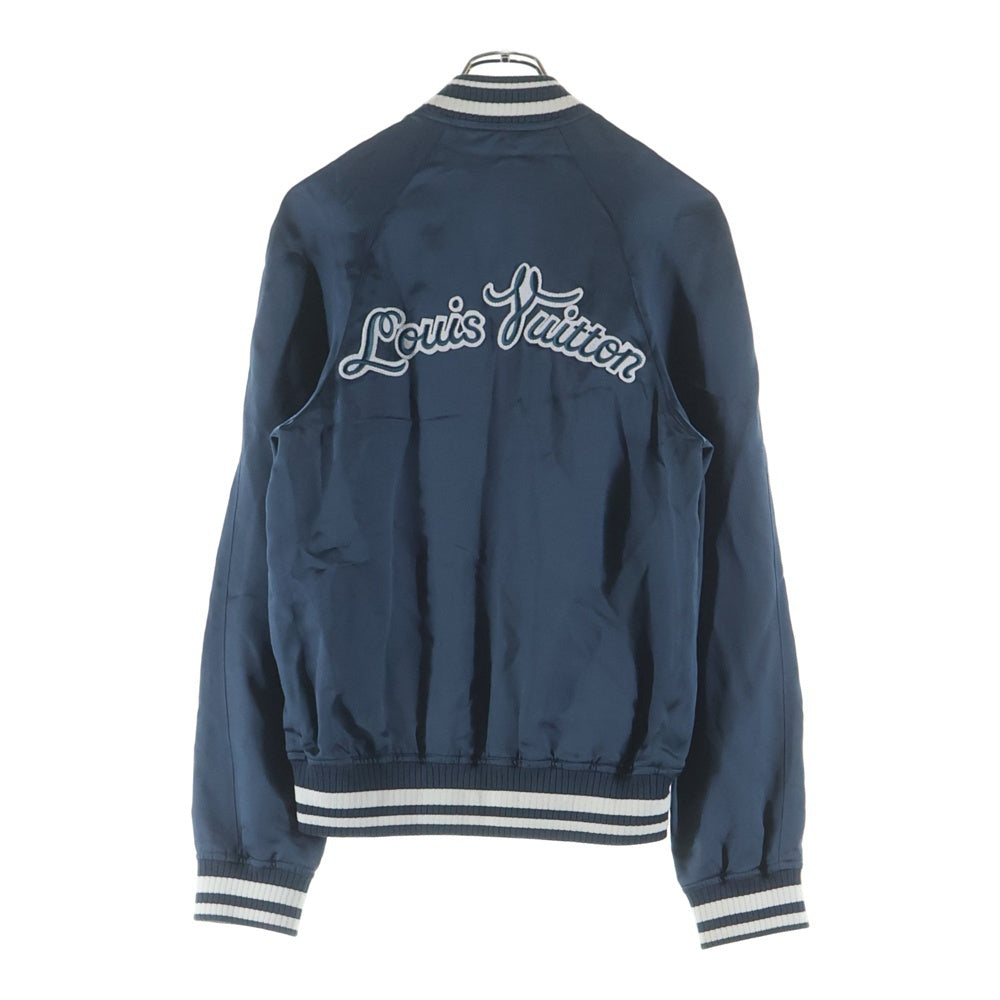 LOUIS VUITTON(ルイヴィトン) 17AW バックロゴ刺繍 レーヨン バーシティ ジャケット スタジャンブルゾン ネイビー HDB52WAIS