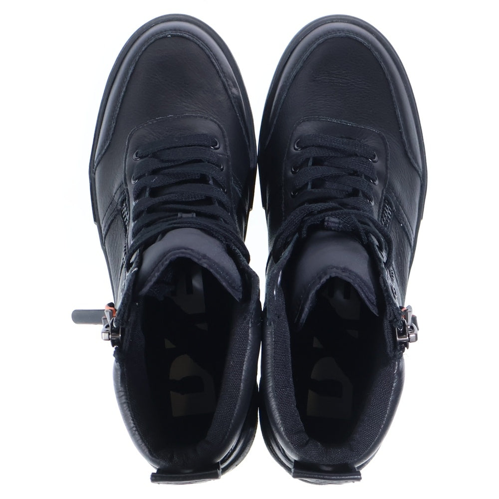 DIESEL(ディーゼル) S-DVELOWS サイドジップ レザー ハイカットスニーカー ブラック Y01988