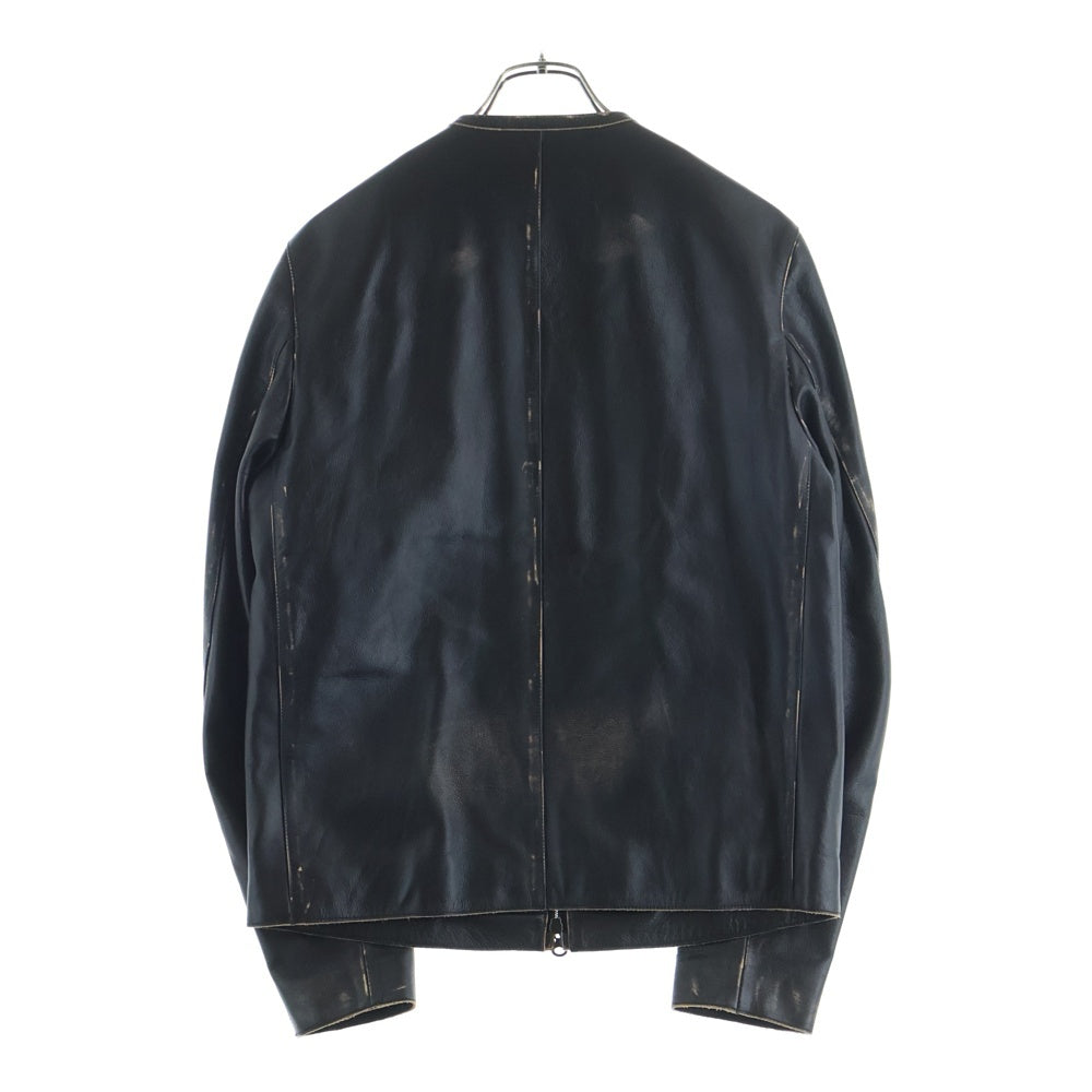 DIESEL(ディーゼル) 23AW L-MET フロントロゴ ダメージ加工 レザー シングルライダースジャケット ブラック/ブラウン A11700