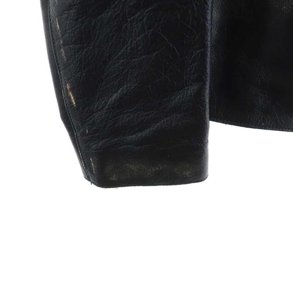 DIESEL(ディーゼル) 23AW L-MET フロントロゴ ダメージ加工 レザー シングルライダースジャケット ブラック/ブラウン A11700