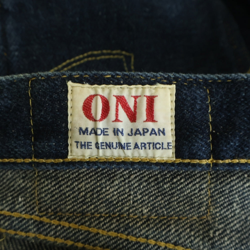 NO BRAND(ノーブランド) ONI DENIM(鬼デニム)セミタイトストレート 20oz ディープグリーンキャスト ローテンション デニムパンツ インディゴ ONI-575DGC