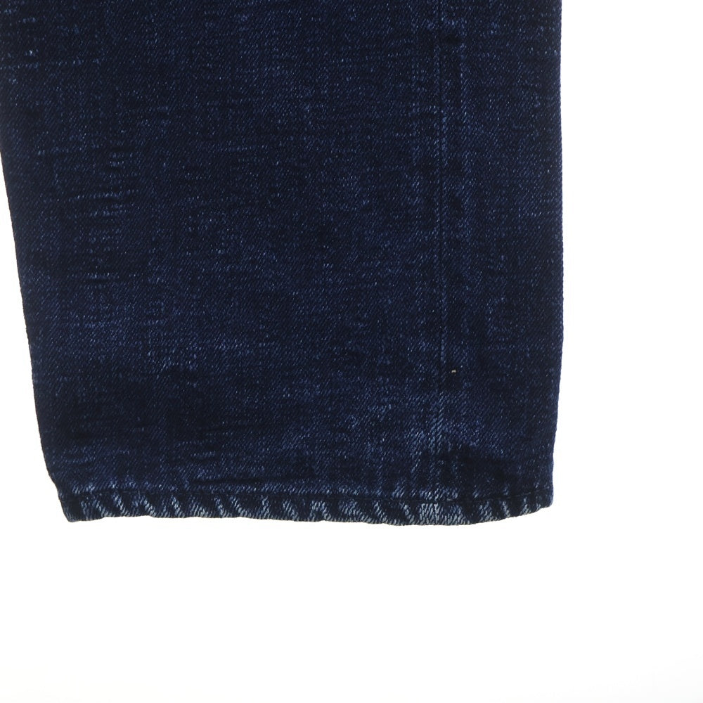 NO BRAND(ノーブランド) ONI DENIM(鬼デニム)経緯糸先染めカラー リラックステーパード デニムパンツ インディゴ ONI-612