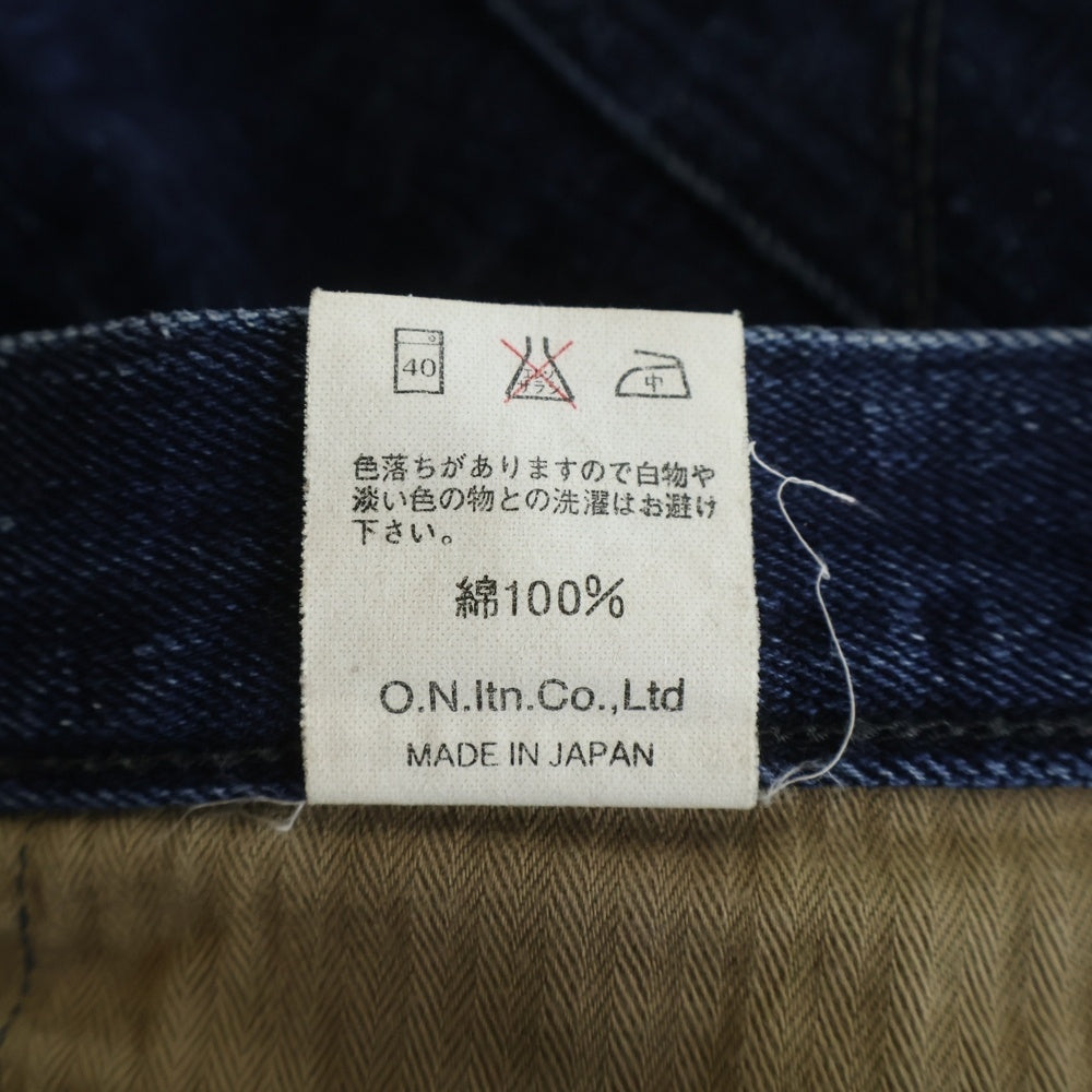 NO BRAND(ノーブランド) ONI DENIM(鬼デニム)経緯糸先染めカラー リラックステーパード デニムパンツ インディゴ ONI-612