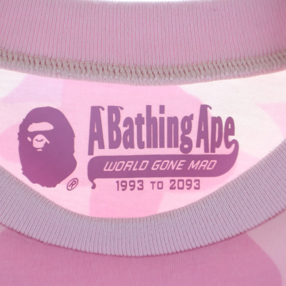 A BATHING APE(アベイシングエイプ) COLOR CAMO JERSEY DRESS カモ総柄 Tシャツワンピース 半袖 ピンク レディース 1M30235301