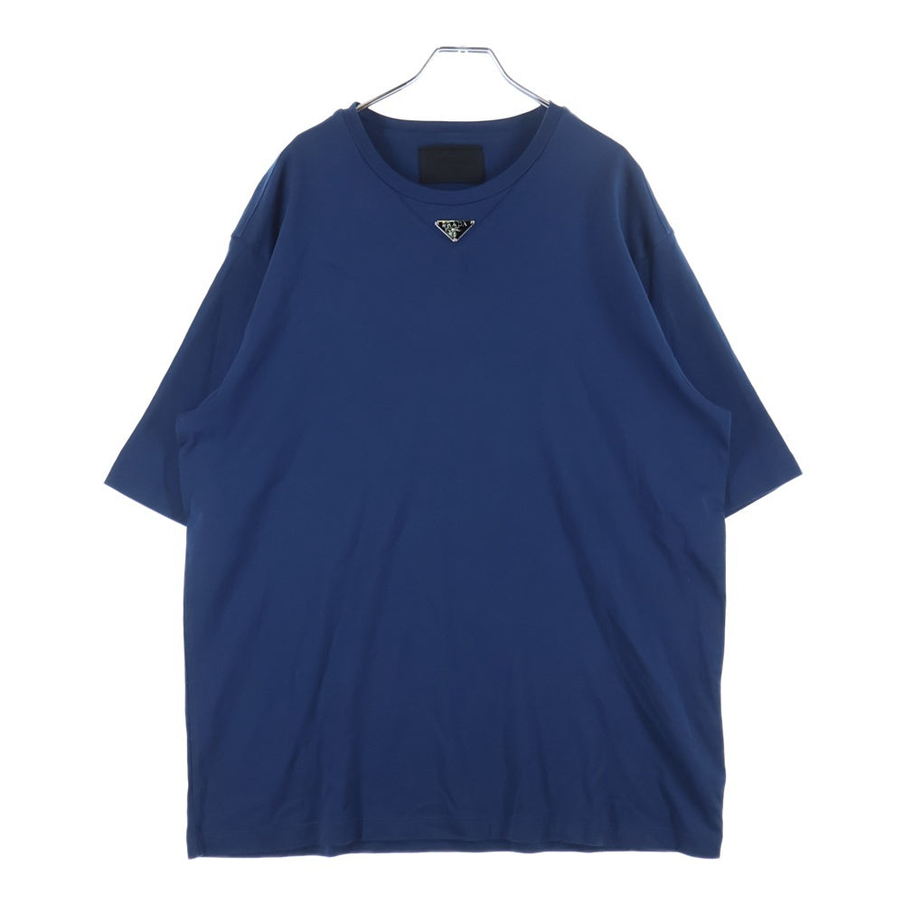 PRADA(プラダ) 23SS トライアングルロゴプレート クルーネック半袖Tシャツカットソー ブルー UJN861