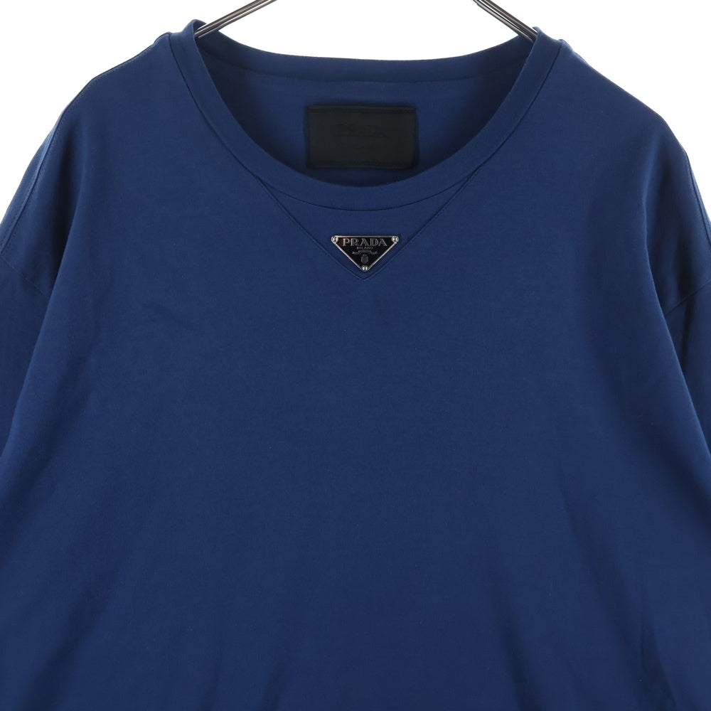 PRADA(プラダ) 23SS トライアングルロゴプレート クルーネック半袖Tシャツカットソー ブルー UJN861