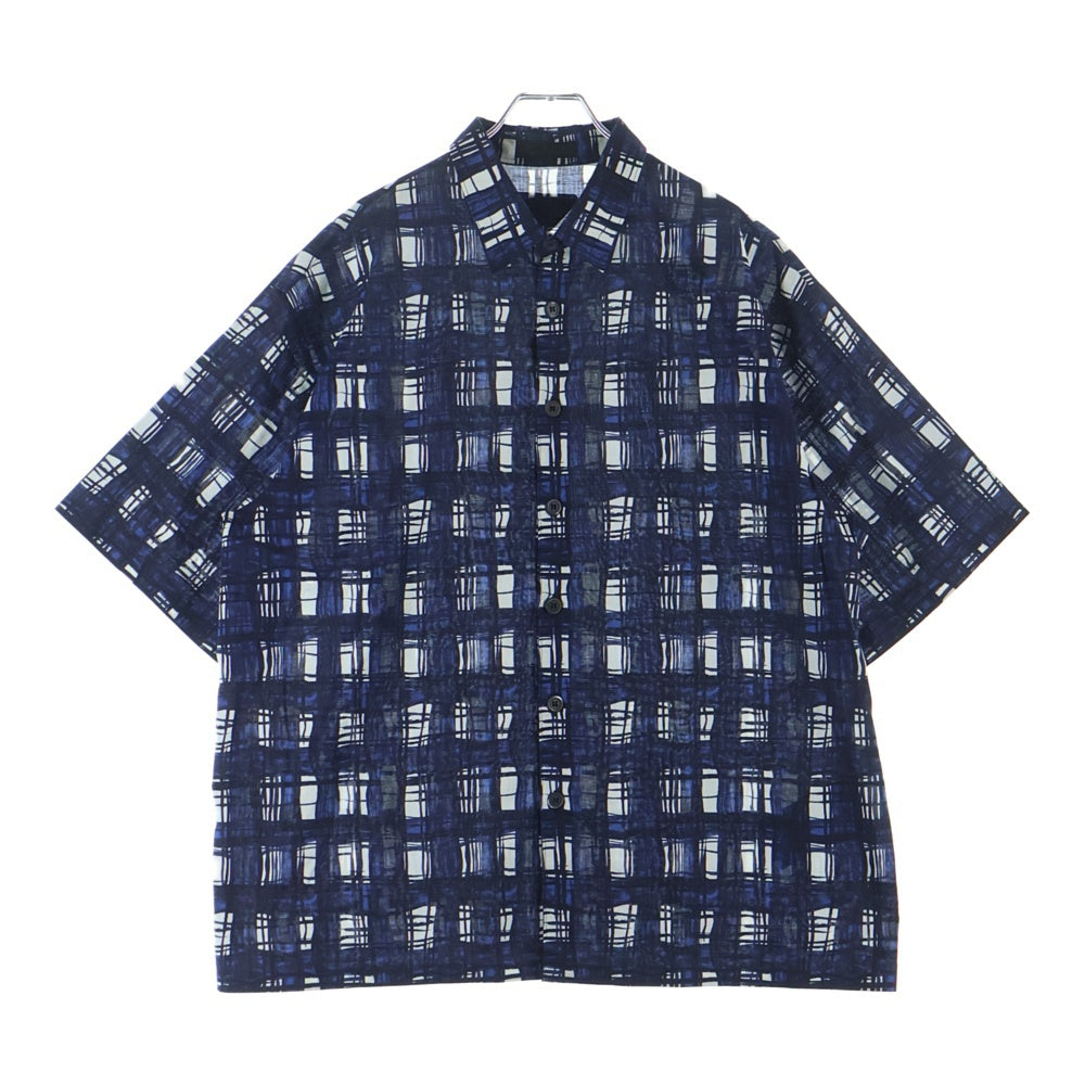 PRADA(プラダ) 24SS 総柄 コットン 半袖シャツ ブルー UCS440