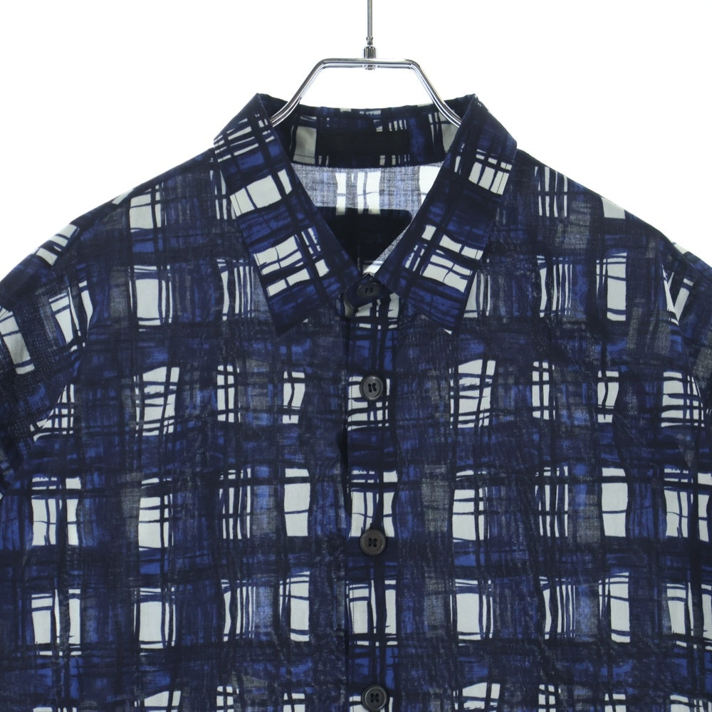 PRADA(プラダ) 24SS 総柄 コットン 半袖シャツ ブルー UCS440