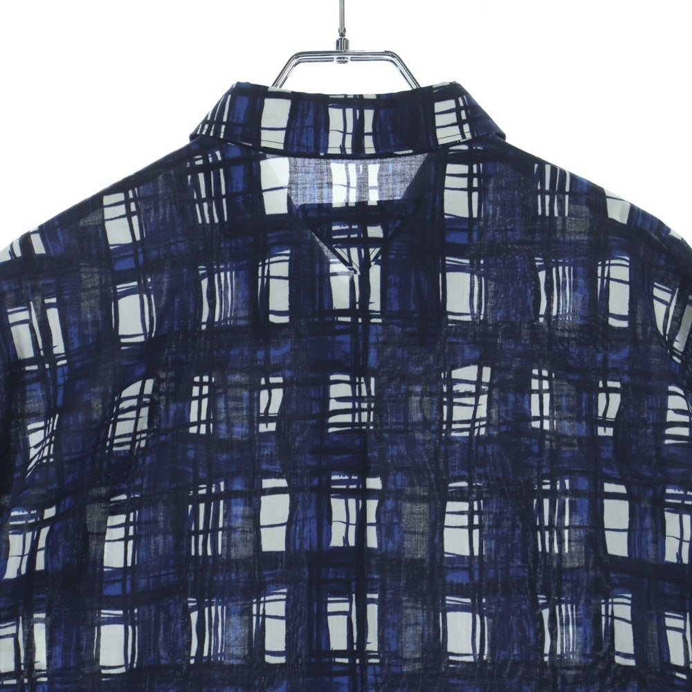PRADA(プラダ) 24SS 総柄 コットン 半袖シャツ ブルー UCS440