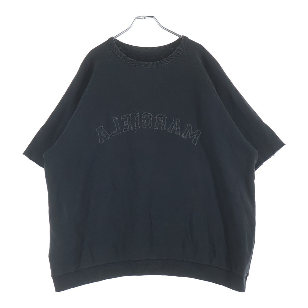 Maison Margiela(メゾンマルジェラ) 25SS ロゴ刺繍 スリーブカットオフ スウェット リバーシブル 半袖トレーナー ブラック