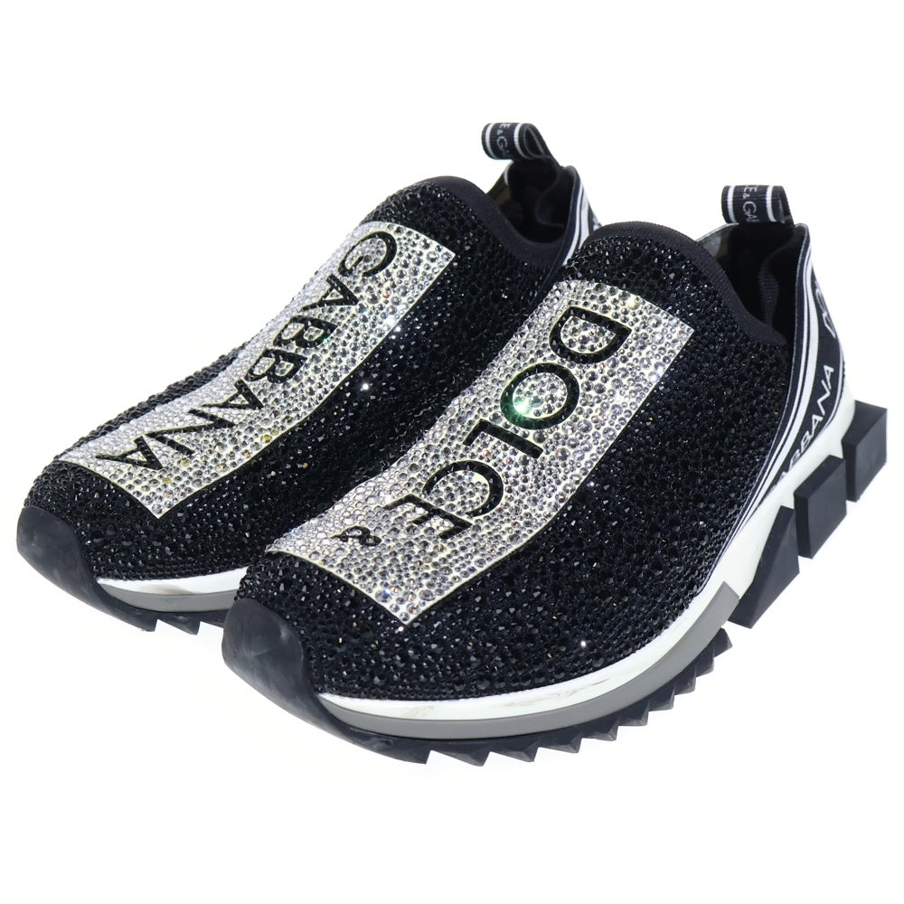 DOLCE & GABBANA(ドルチェアンドガッバーナ) SORRENTO Crystals ソレント クリスタルローカットスニーカー ブラック CS1724 AZ32