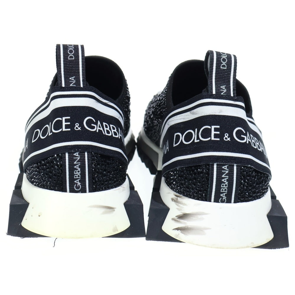DOLCE & GABBANA(ドルチェアンドガッバーナ) SORRENTO Crystals ソレント クリスタルローカットスニーカー ブラック CS1724 AZ32