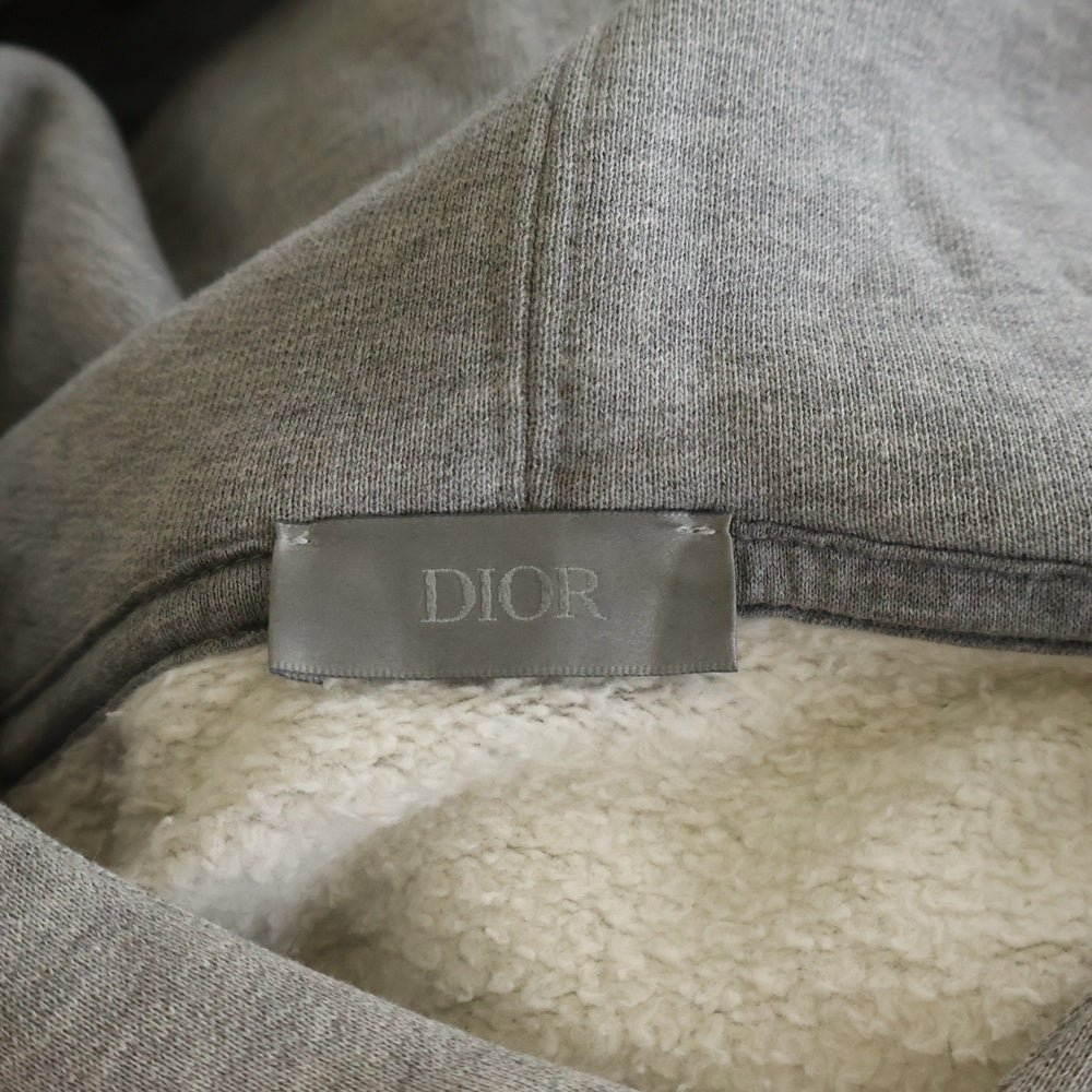 DIOR(ディオール) 3SS COUTURE EMBROIDERED RELAX FIT HOODIE クチュール 刺繍ロゴ スウェットプルオーバーパーカー グレー 243J691A0531