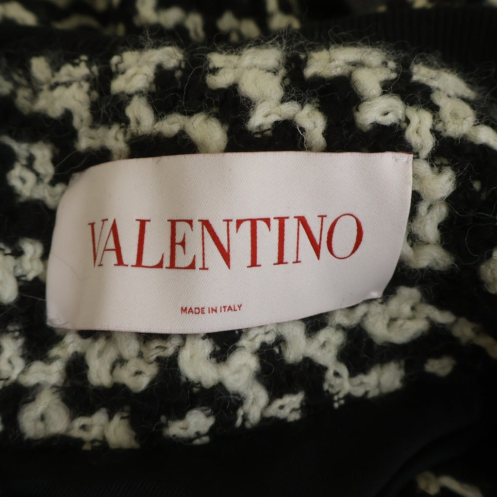 VALENTINO(ヴァレンティノ) アームレザー ツイードボンバージャケット ブラックホワイト 6V3CIM21AMA