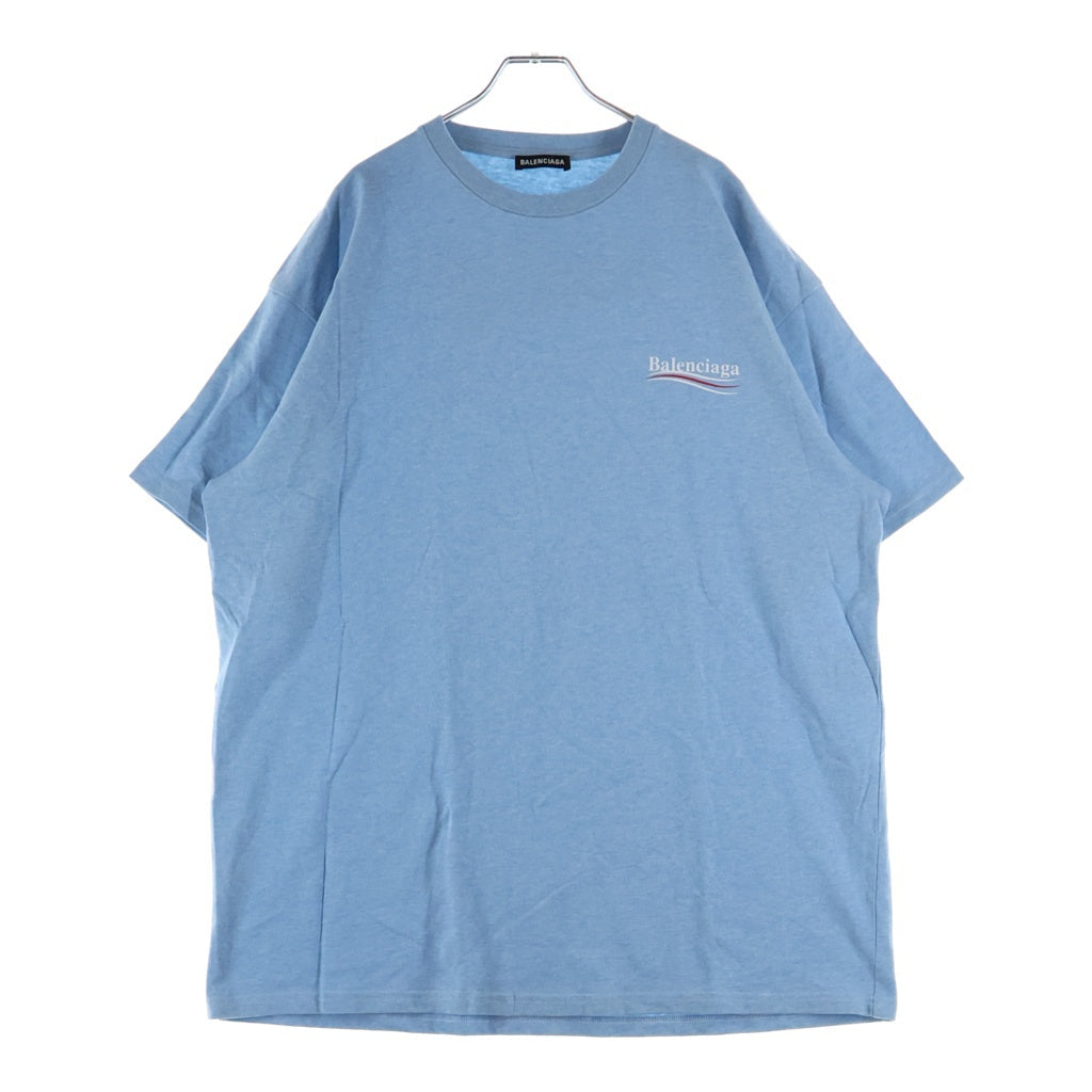 BALENCIAGA(バレンシアガ) キャンペーンロゴプリント クルーネック 半袖Tシャツ カットソー ブルー 570803 TBV42