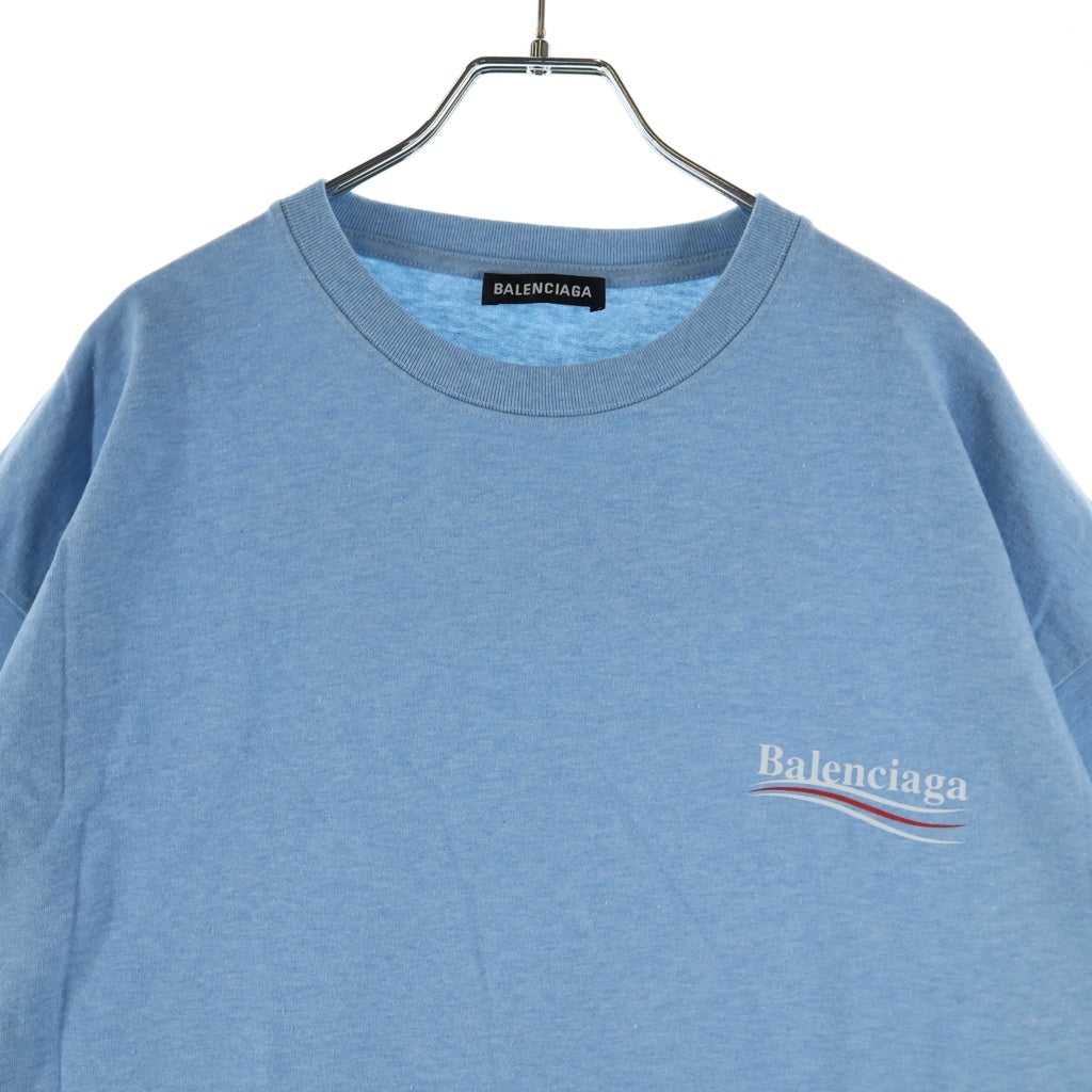 BALENCIAGA(バレンシアガ) キャンペーンロゴプリント クルーネック 半袖Tシャツ カットソー ブルー 570803 TBV42