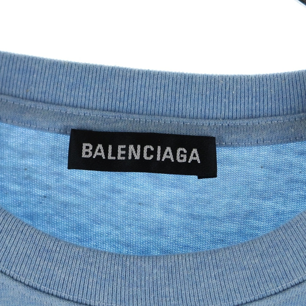 BALENCIAGA(バレンシアガ) キャンペーンロゴプリント クルーネック 半袖Tシャツ カットソー ブルー 570803 TBV42