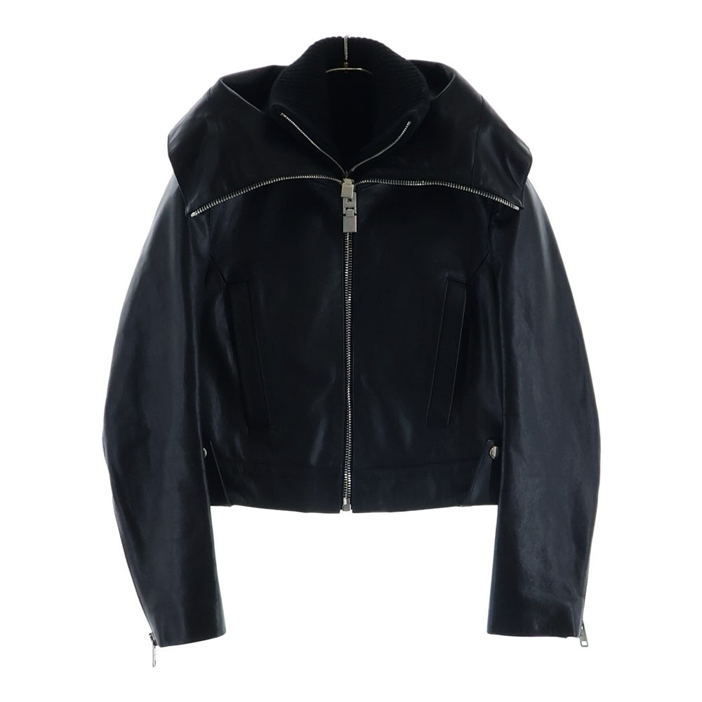 GIVENCHY(ジバンシィ) Leather Crop Biker Jacketレザー クロップ バイカー ジャケット レイヤード ショートブルゾン ブラック レディース BW00DY610U