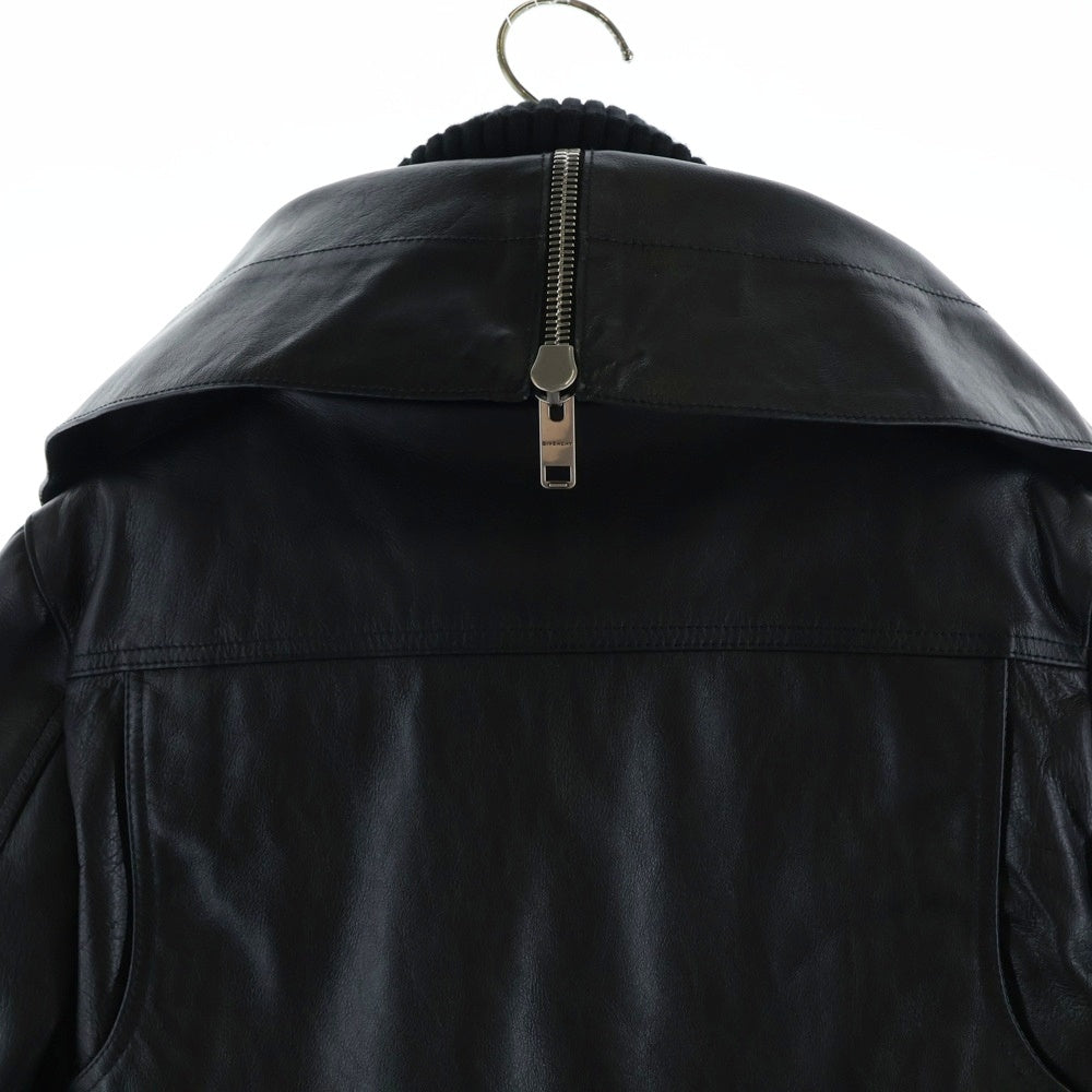 GIVENCHY(ジバンシィ) Leather Crop Biker Jacketレザー クロップ バイカー ジャケット レイヤード ショートブルゾン ブラック レディース BW00DY610U