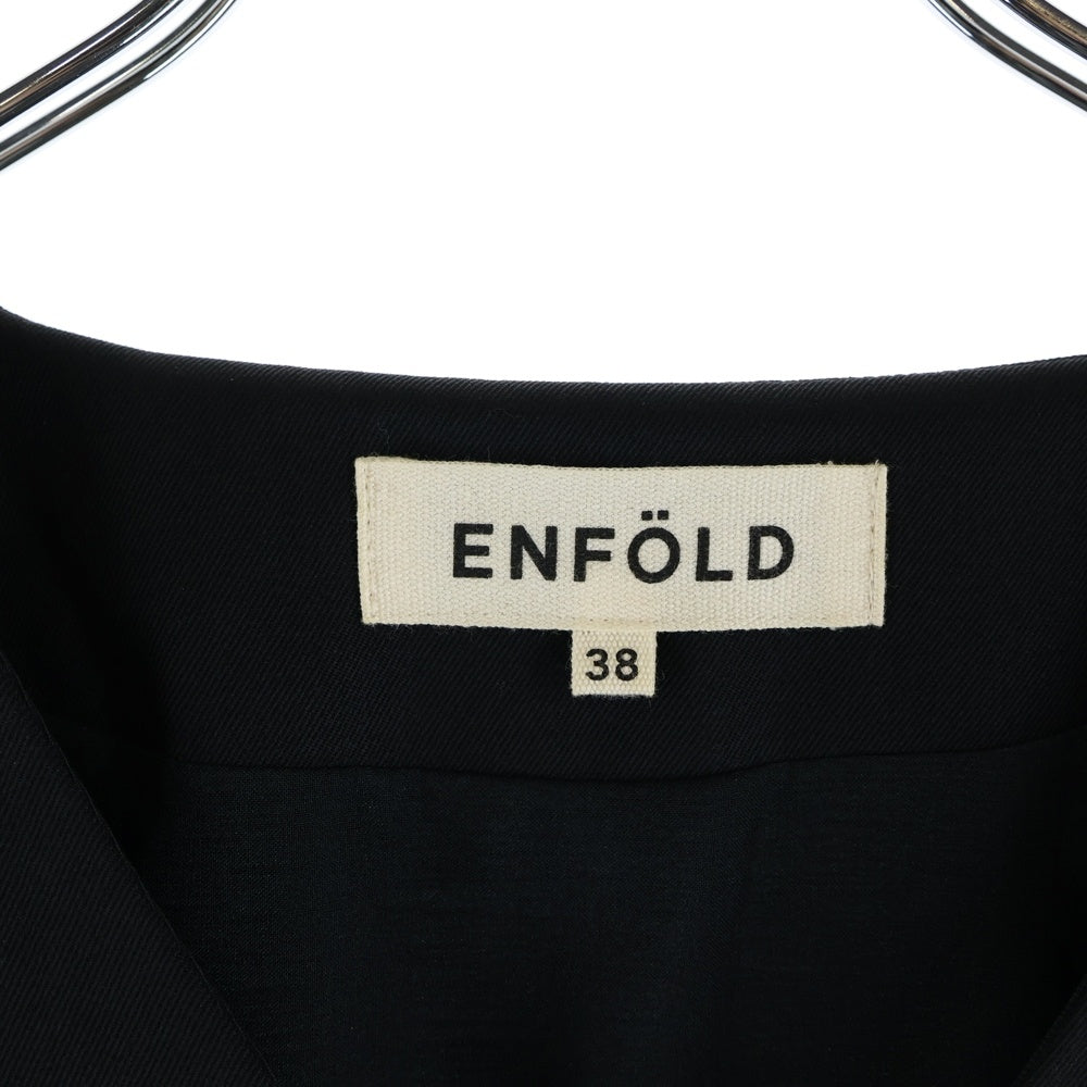 ENFOLD(エンフォルド) ウール Vネック ワンピース ブラック レディース