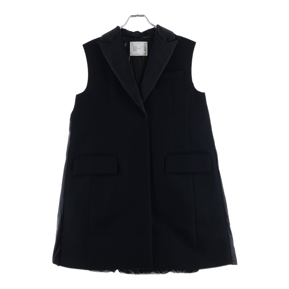 Sacai(サカイ) WOOL MELTON SLEEVELESS PADDED COAT 22-06273 ノースリーブ ウール パディッド切替 ロングコート ブラック レディース