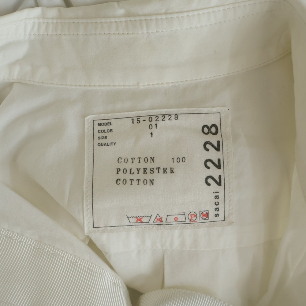 Sacai(サカイ) プリーツ ドッキング 半袖 コットンシャツ ホワイト レディース15-02228