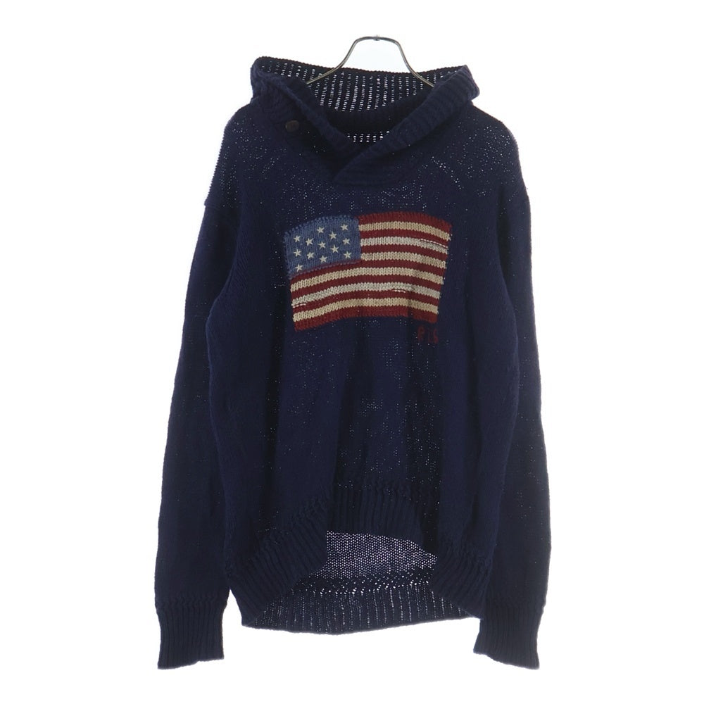 POLO RALPH LAUREN(ポロラルフローレン) 星条旗 ジャガード ニットセーター ネイビー レディース