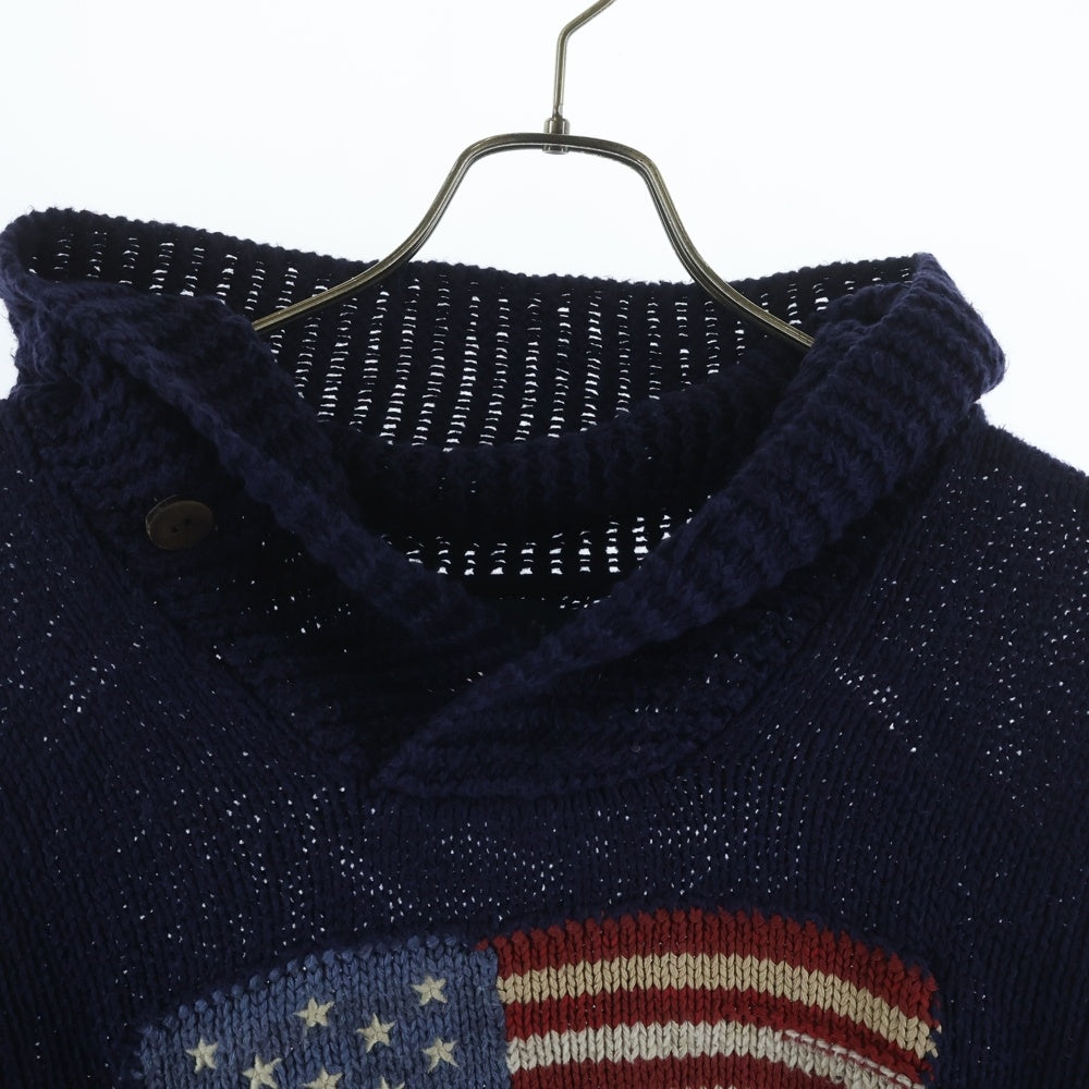 POLO RALPH LAUREN(ポロラルフローレン) 星条旗 ジャガード ニットセーター ネイビー レディース