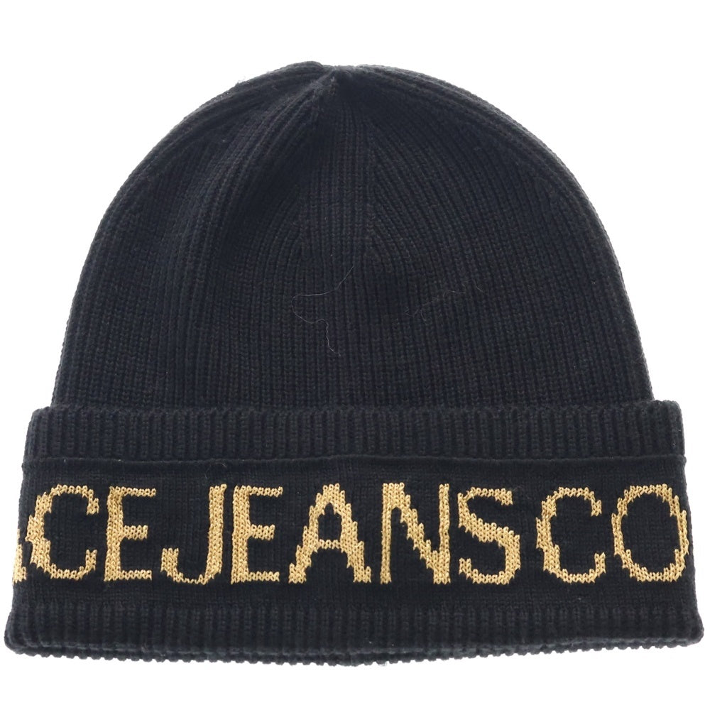 VERSACE(ヴェルサーチ) ロゴジャガード ニットキャップ 帽子 ブラック
