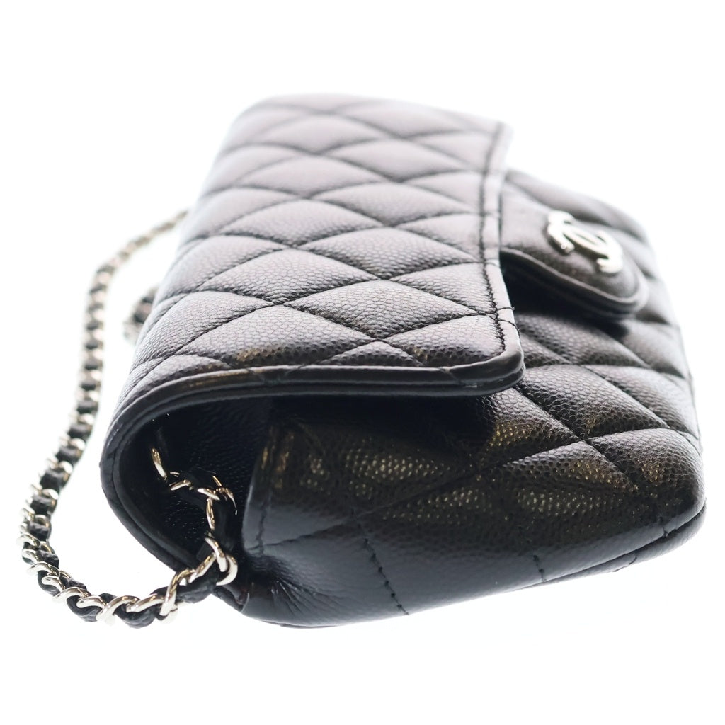 CHANEL(シャネル) キャビアスキン マトラッセ レザー チェーンショルダー アイウェアケース ブラック AP2044 31番台 レディース