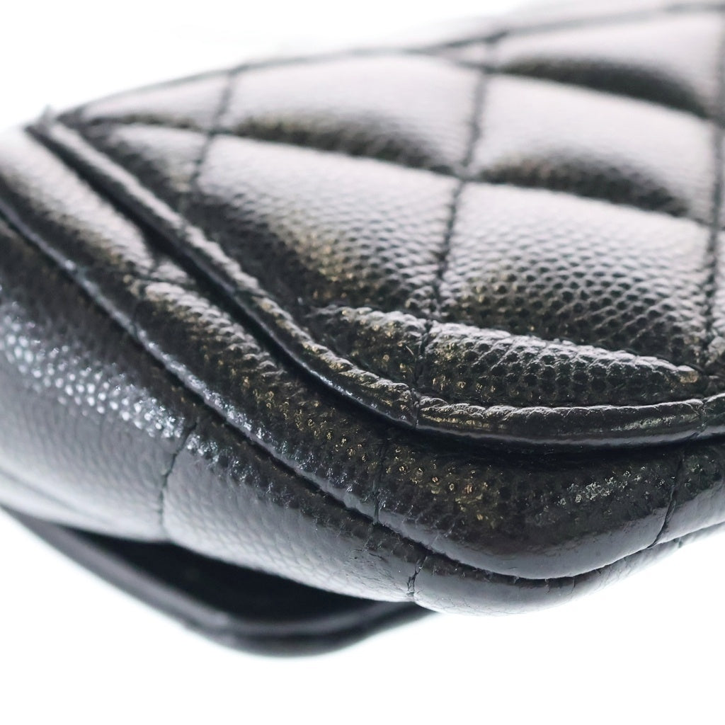 CHANEL(シャネル) キャビアスキン マトラッセ レザー チェーンショルダー アイウェアケース ブラック AP2044 31番台 レディース