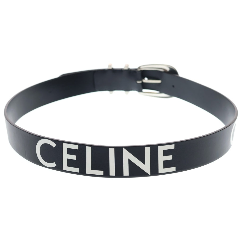 CELINE(セリーヌ) ロゴプリント レザー ウエスタン ベルト ブラック