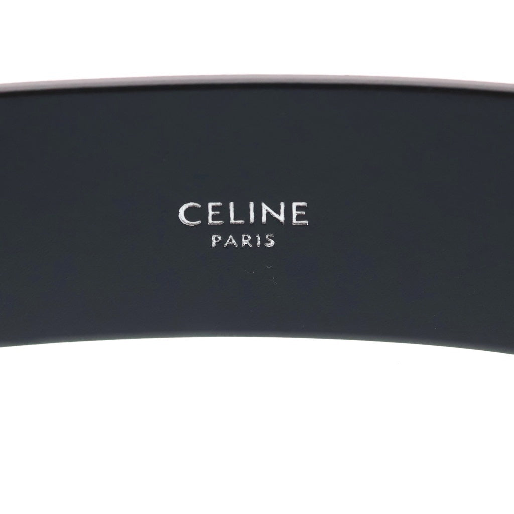 CELINE(セリーヌ) ロゴプリント レザー ウエスタン ベルト ブラック