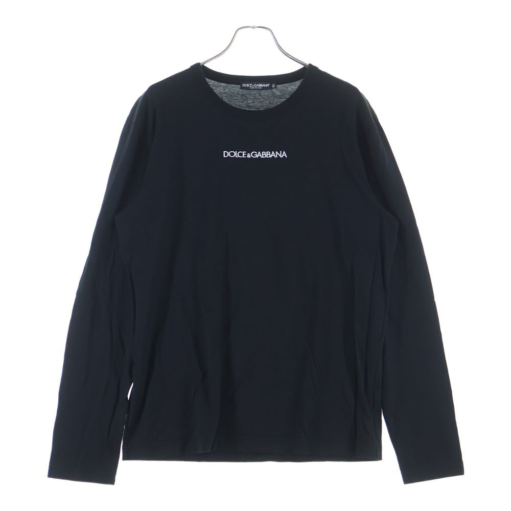DOLCE & GABBANA(ドルチェアンドガッバーナ) ロゴ刺繡 クルーネック ロングスリーブ長袖Tシャツカットソー ブラック G8KF6Z