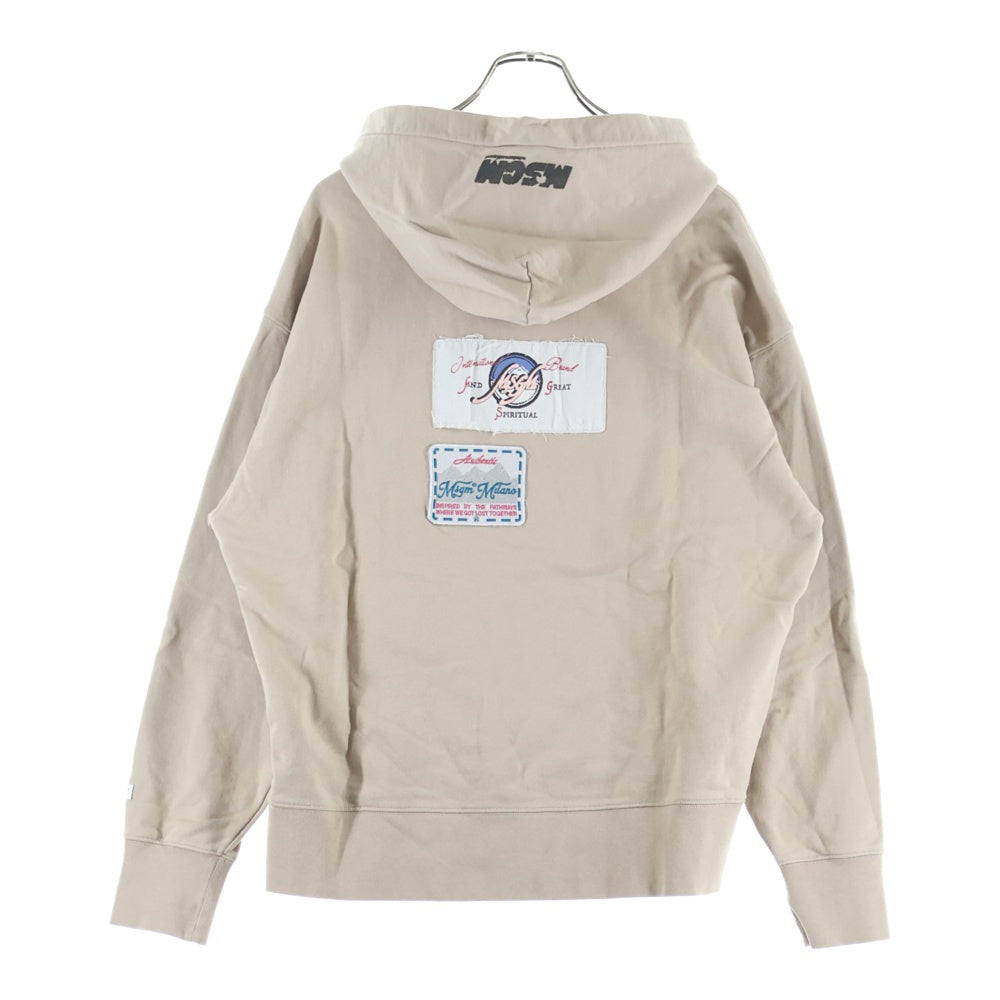 MSGM(エムエスジーエム) ロゴパッチワーク スウェット プルオーバーパーカー ブラウン 3140MM92