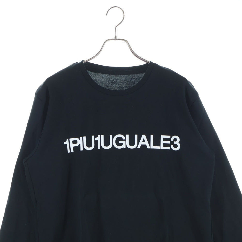 1 PIU 1 UGUALE 3(ウノピゥウノウグァーレトレ) ロゴプリント クルーネック ロングスリーブ長袖Tシャツカットソー ブラック MRT216