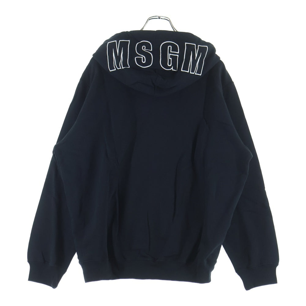 MSGM(エムエスジーエム) フードロゴ刺繍 ジップアップ スウェットパーカー ブラック 2940MM232