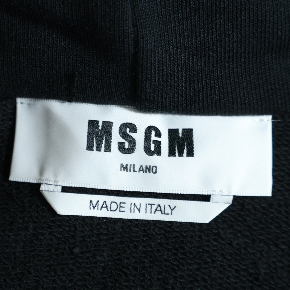 MSGM(エムエスジーエム) フードロゴ刺繍 ジップアップ スウェットパーカー ブラック 2940MM232