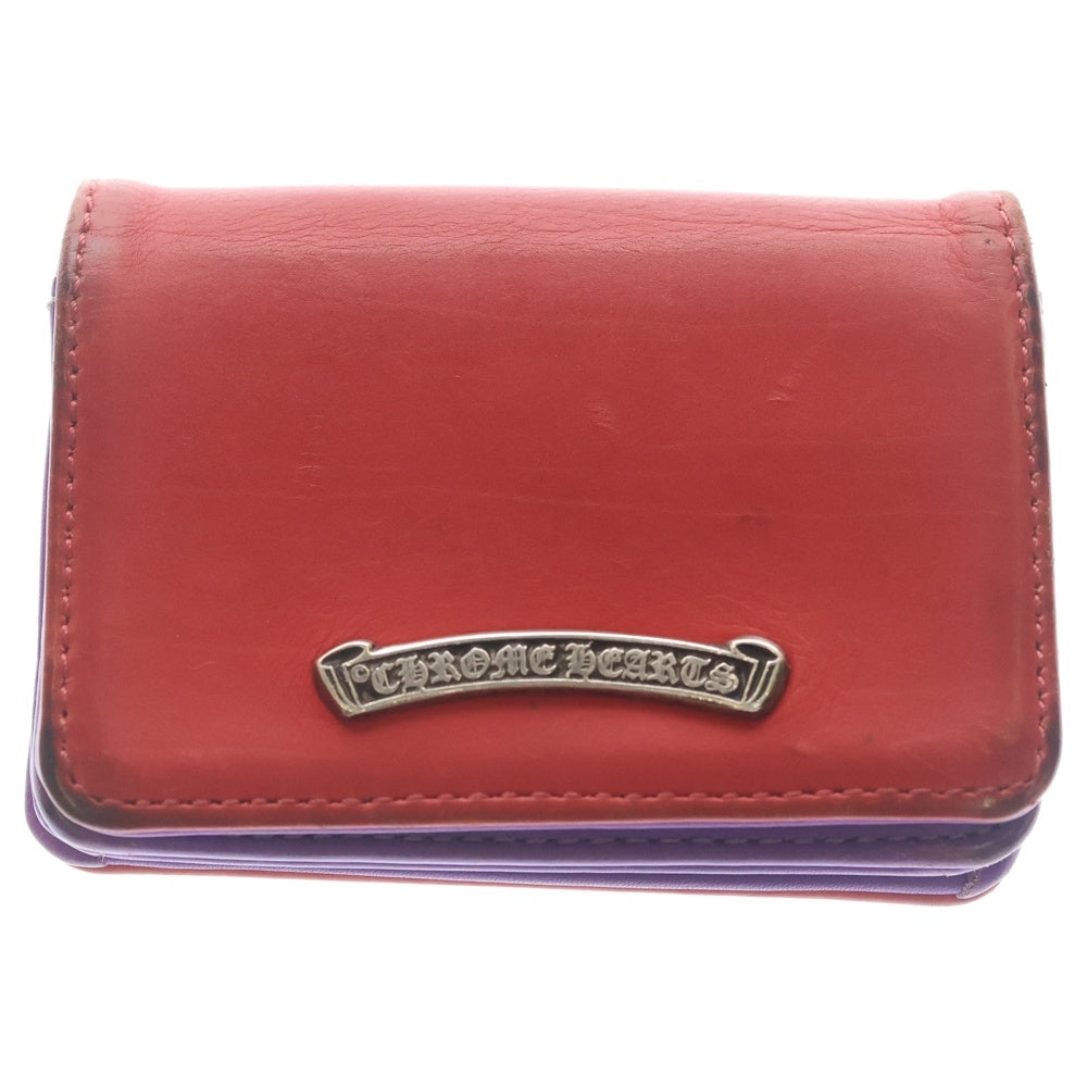 CHROME HEARTS(クロムハーツ) CRD CSE3PKTWDV1 アーチロゴプレート 3ポケットレザーカードケース レッド/パープル