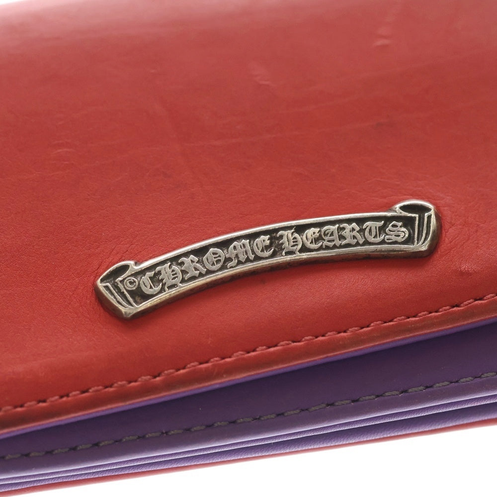 CHROME HEARTS(クロムハーツ) CRD CSE3PKTWDV1 アーチロゴプレート 3ポケットレザーカードケース レッド/パープル