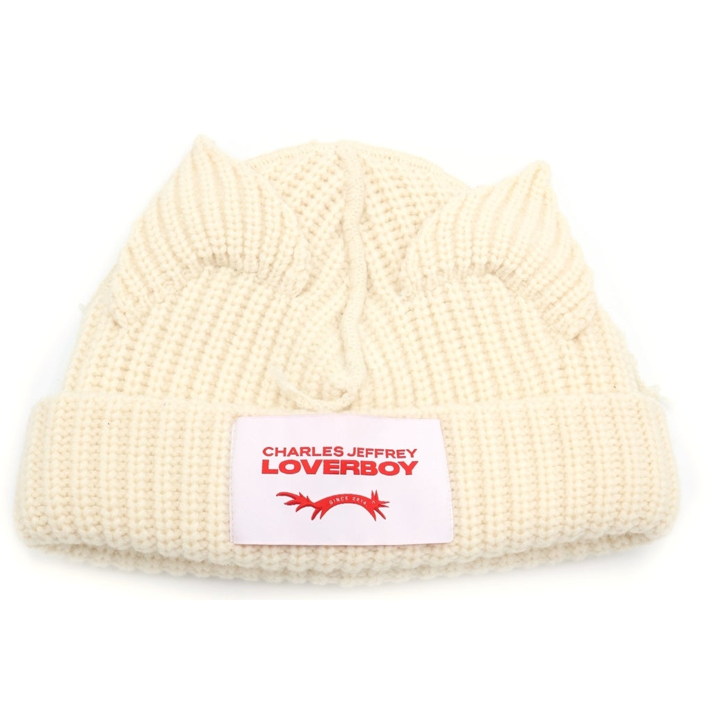 CHARLES JEFFREY LOVERBOY(チャールズジェフリーラバーボーイ) CHUNKY EARS BEANIE チャンキー イアーズ ニット ビーニー 帽子 ホワイト