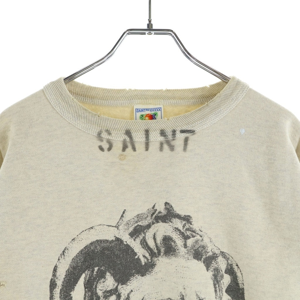 SAINT MICHAEL(セントマイケル) 23AW ARS_CREW SWEAT MR ARIES アリエス プリント クルーネックスウェットトレーナー グレー SM-A23-0000-C02