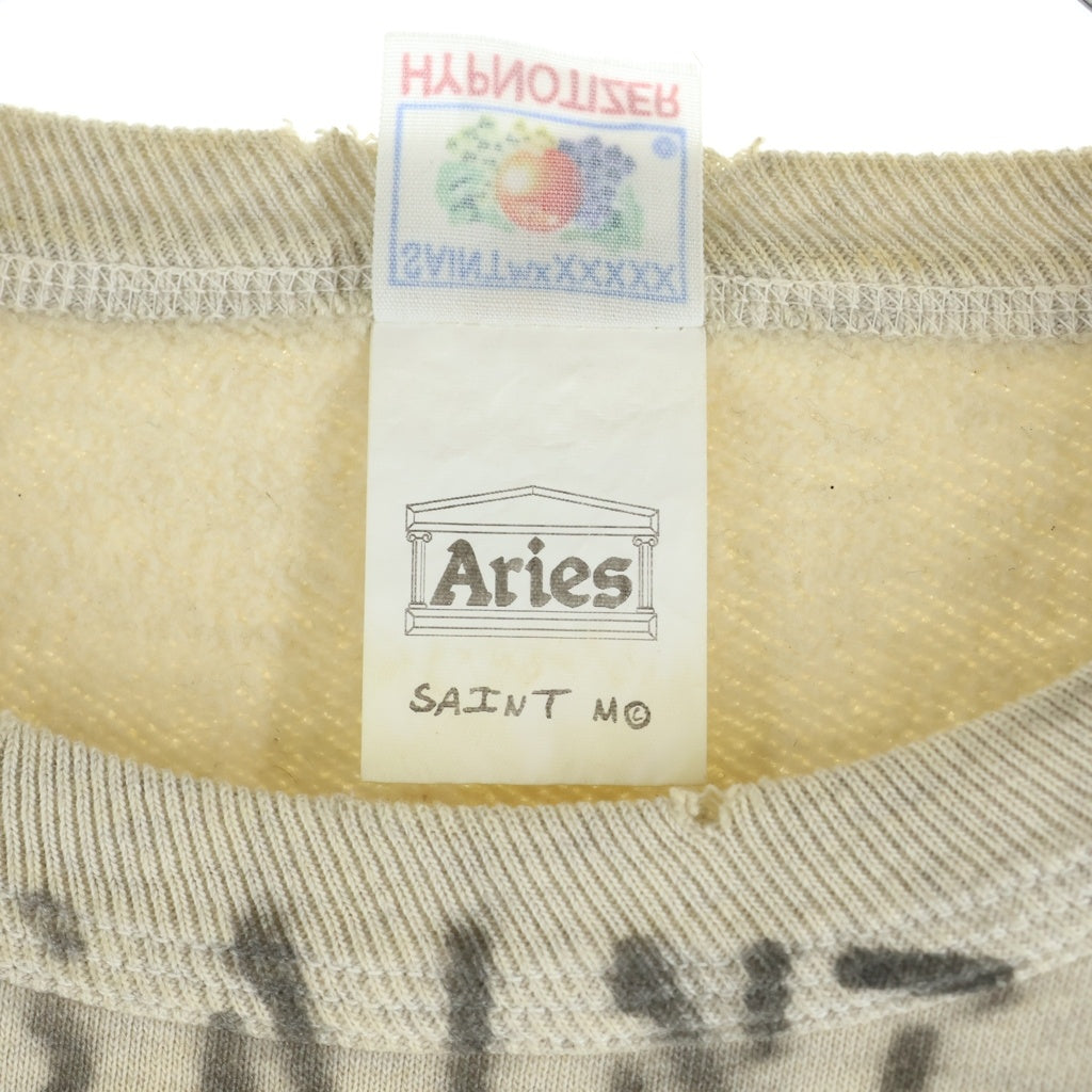 SAINT MICHAEL(セントマイケル) 23AW ARS_CREW SWEAT MR ARIES アリエス プリント クルーネックスウェットトレーナー グレー SM-A23-0000-C02