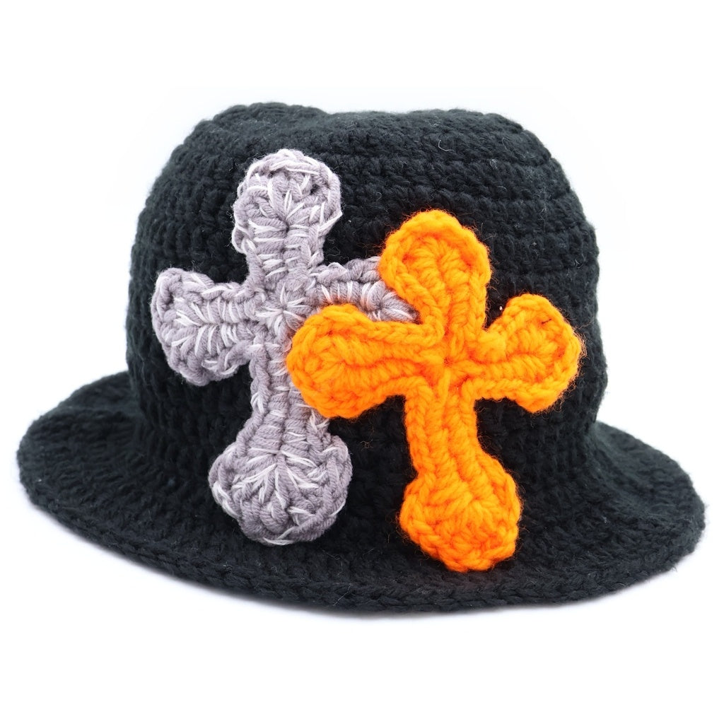 Y.A.R.N(ヤーン) 24AW 3D Duble Cross Handmade Knit Hat ハンドメイド ダブルクロス ニットキャップ 帽子 ブラック レディース